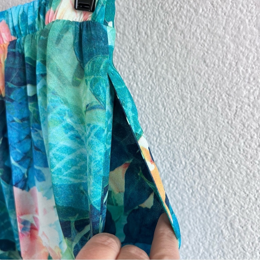 Show Me Your Mumu‎ Tropical Floral Palazzo Pants Blue Pink Hibiscus Boho Resort - Picture 7 of 14